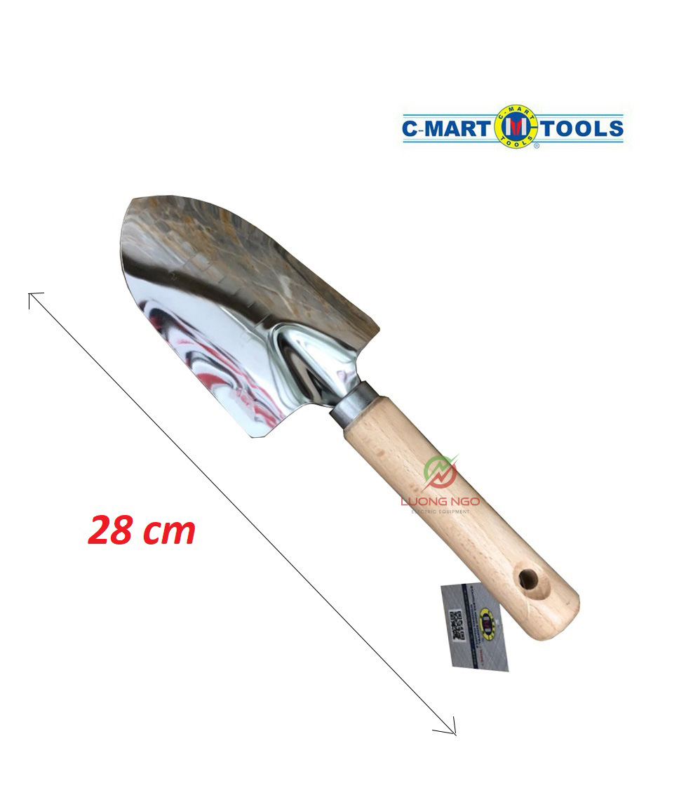 Xẻng làm vườn inox cầm tay ,xẻng xúc đất, bay xúc đất, xẻng làm vườn chất liệu thép không gỉ C-MART A0709
