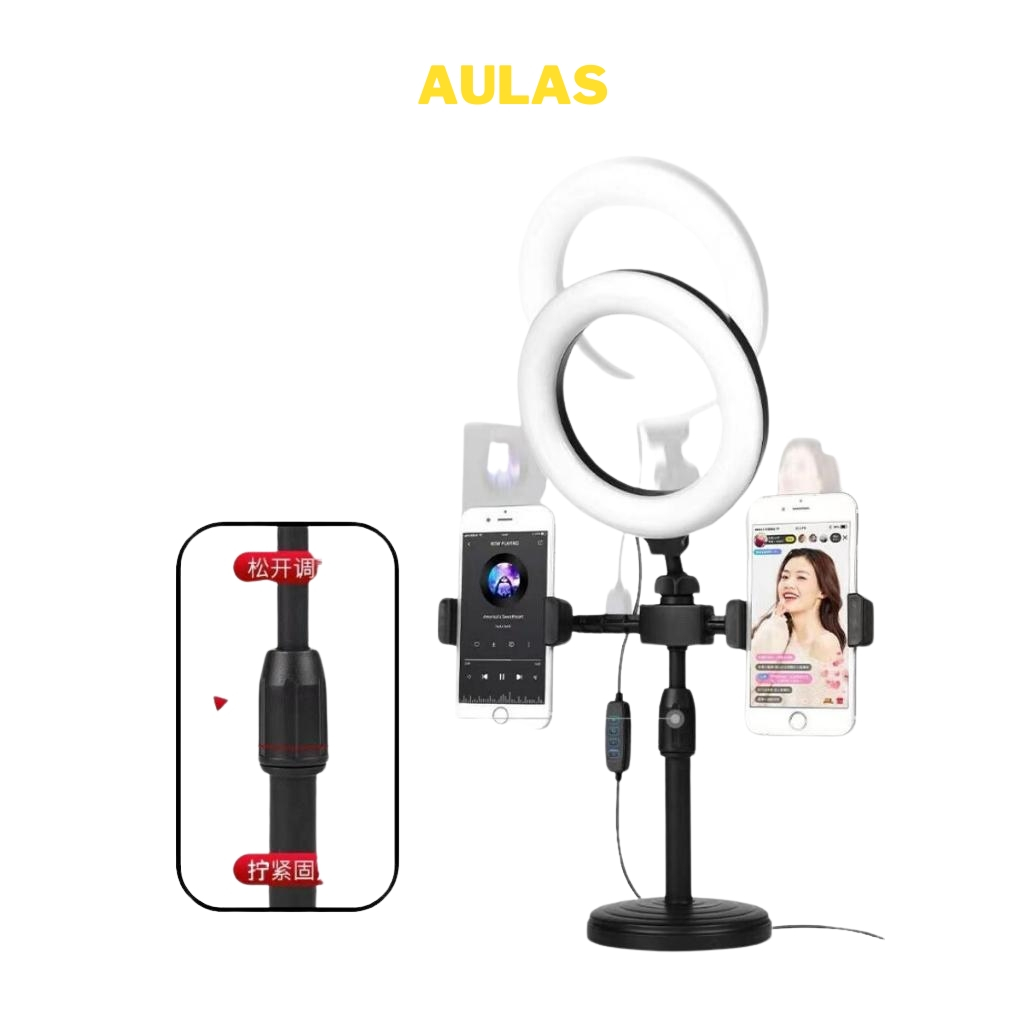 Desktop phone holder stand cell phone holder livestream 360 degree rotating video watching asulasmobile