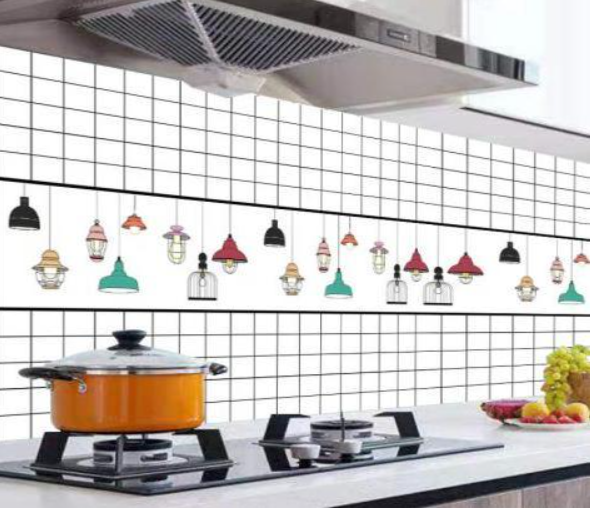 Decal dán bếp tráng nhôm cách nhiệt - Bóng đèn hiện đại
