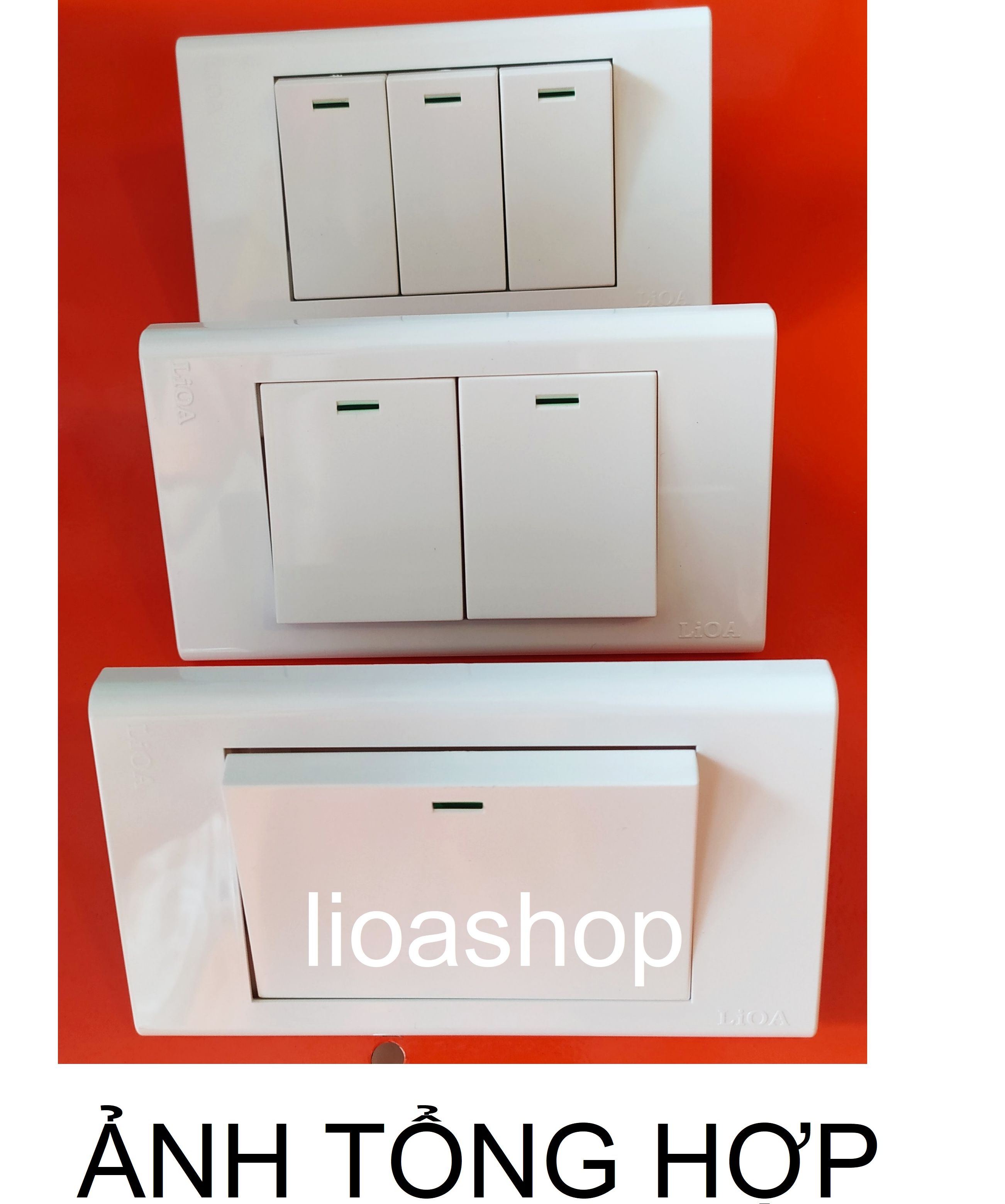 CÔNG TẮC ĐÔI 1 CHIỀU VÀ 2 CHIỀU LiOA PHÍM TO CHỮ NHẬT.