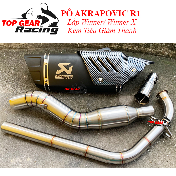 Pô Akrapovic R1 họng 51mm (đen, bạc)