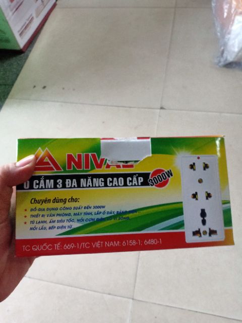 [HCM]Ổ Cắm 3 Đa Năng Cao Cấp 3000W Nival Trắng