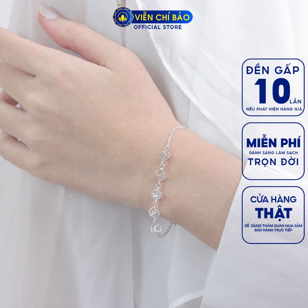 Lắc tay nữ hình lập phương chất liệu bạc 925 thời trang phụ kiện trang sức nữ thương hiệu Viễn Chí Bảo L400024