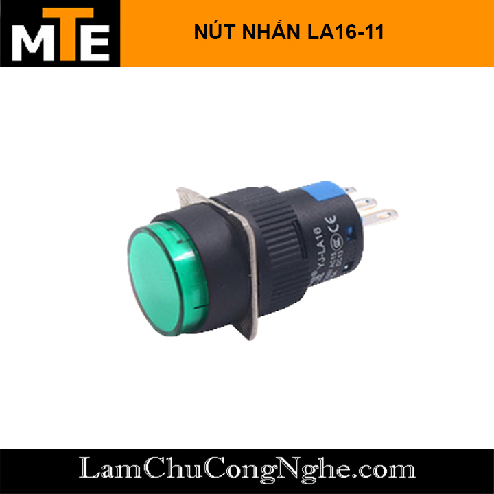 Công tắc nút nhấn LA16-11 16mm 3 chân tròn