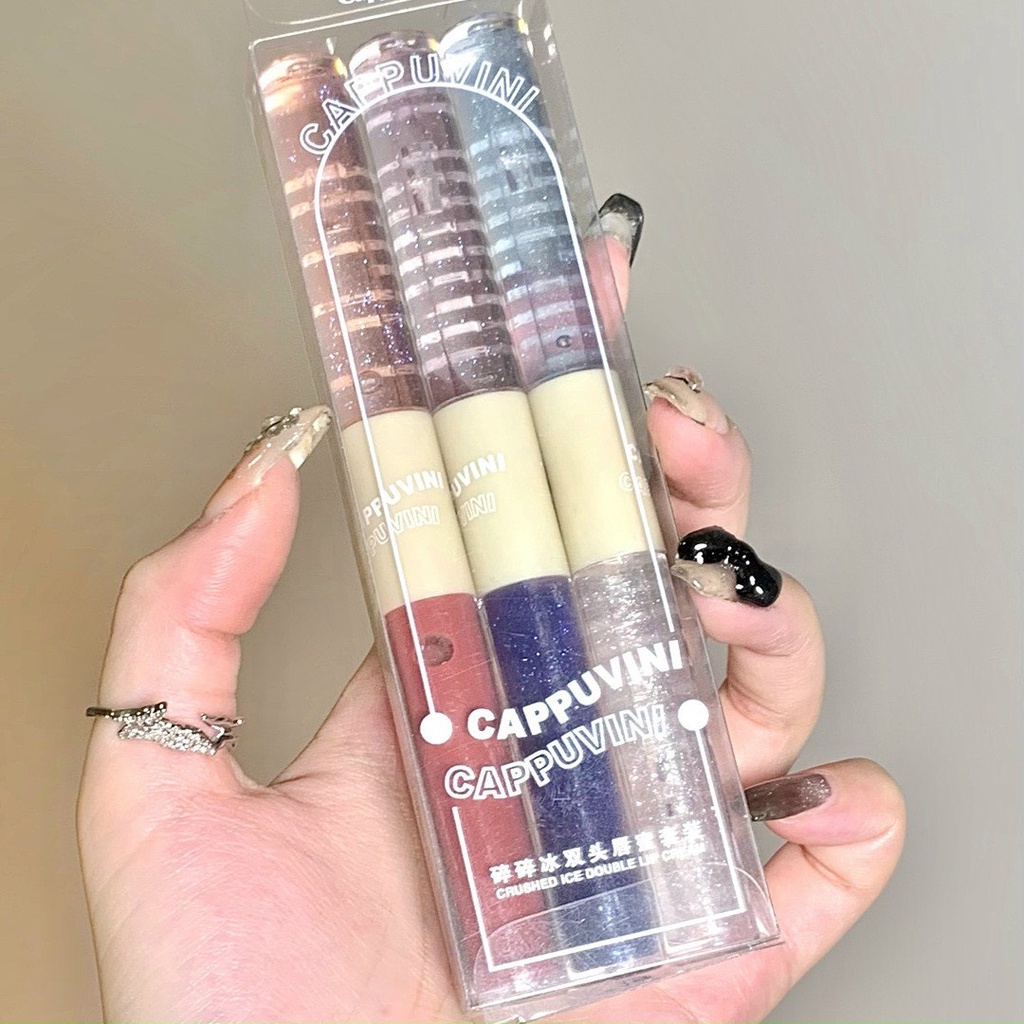 Set 3 cây son bóng dưỡng môi 2 đầu Capuvini