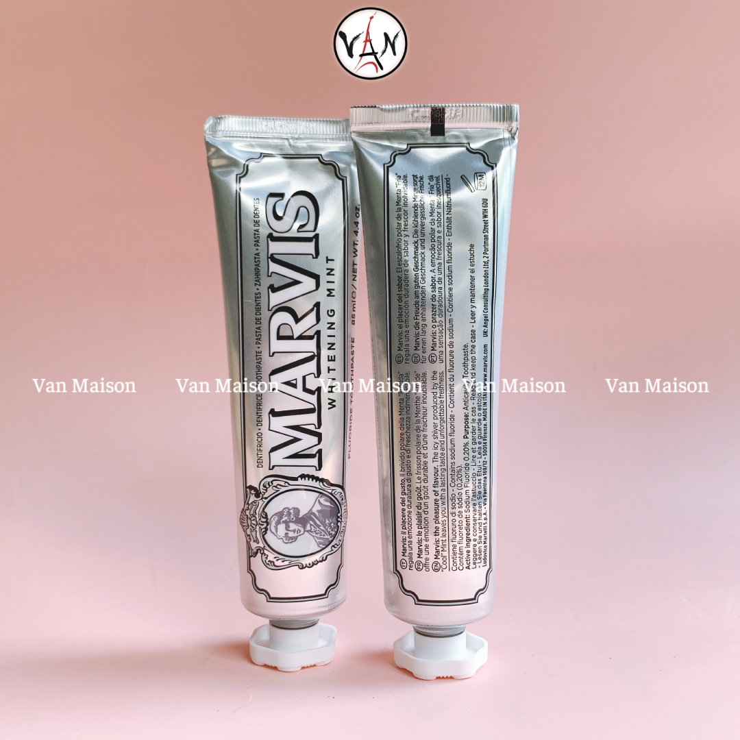 Kem đánh răng marvis màu bạc làm trắng răng whitening mint toothpaste 85ml