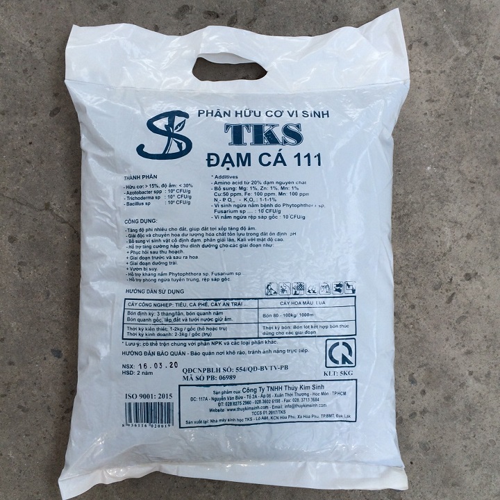 [HCM]PHÂN HỮU CƠ VI SINH ĐẠM CÁ 111 (5KG)