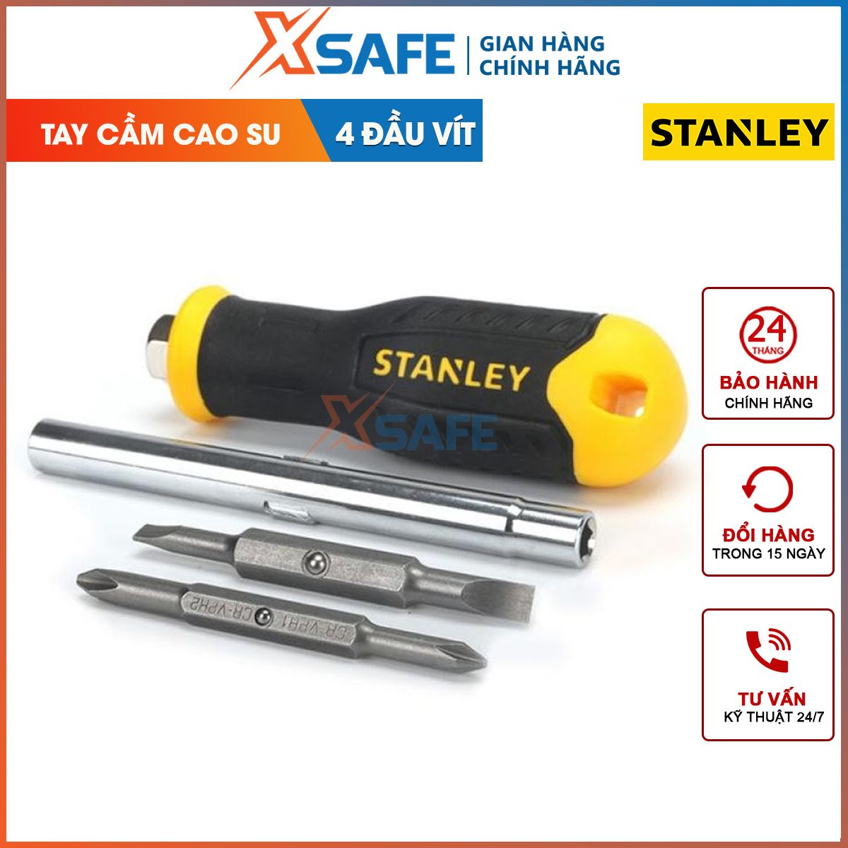 Set screwdrivers multi-purpose Stanley stht68012-8, screwdriver Set 6 details are made from alloy steel chrome vanadium steel, handle made of plastic-rubber durable beautiful, Pack size: 1/4 inch, 3/16 inch, #1, #2, 1/4 inch, 5/16 inch