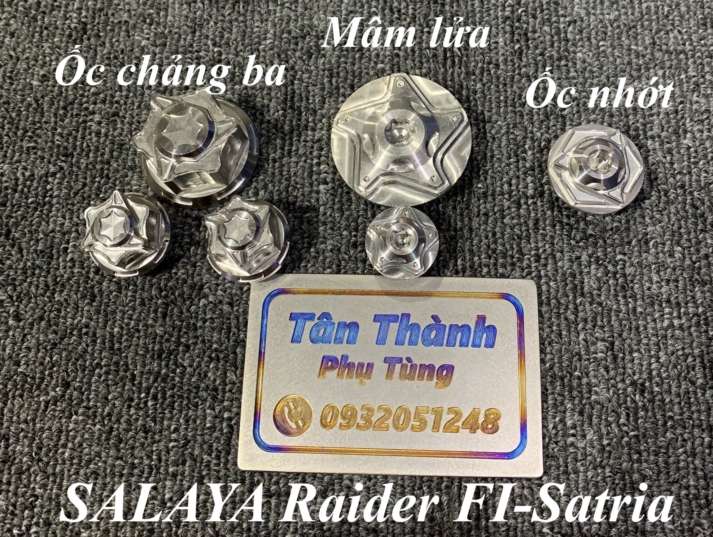 Bộ ốc chảng ba, Mâm lửa, ốc nhớt SALAYA Raider FI, Satria(bộ 3 món)