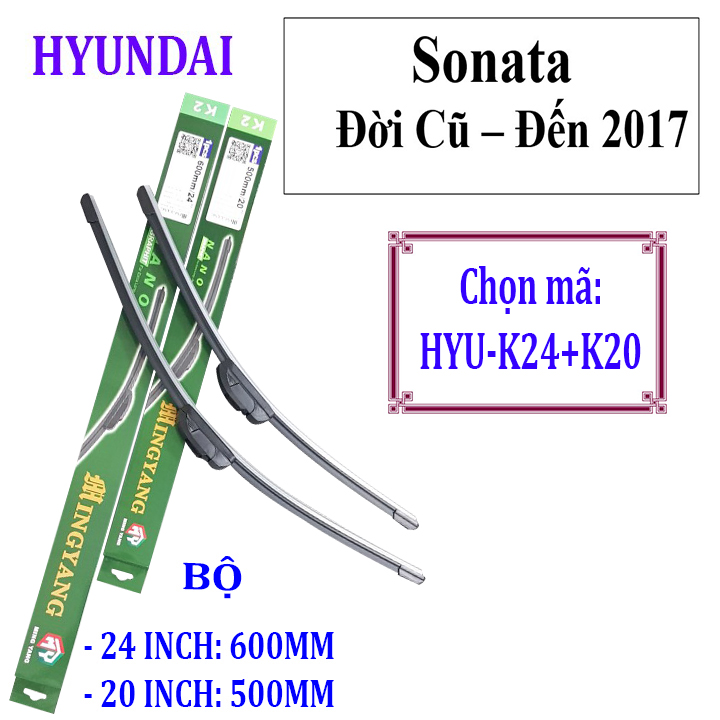 Bộ 2 thanh gạt nước mưa ô tô Nano mềm cao cấp dành cho hãng xe Hyundai: Getz-Accent-Avente-Elantra-i10-i20-i30-santafe-Sonata-Tucson-Starex-Verna