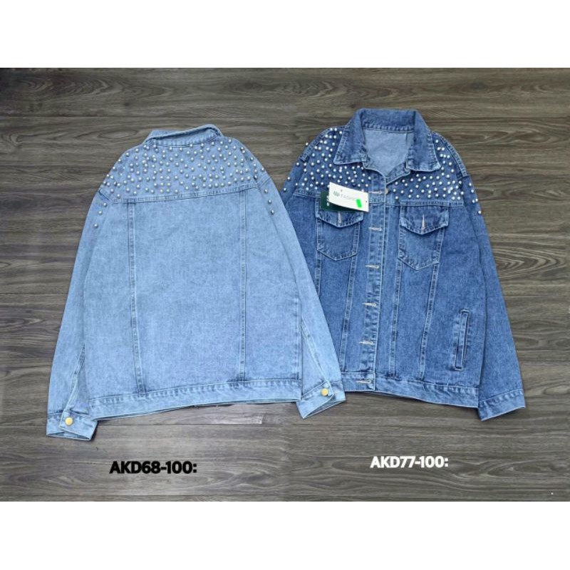 [HCM]Áo khoác jean đính cườm Bigsize dưới 85 ký (ngực dưới 120cm)