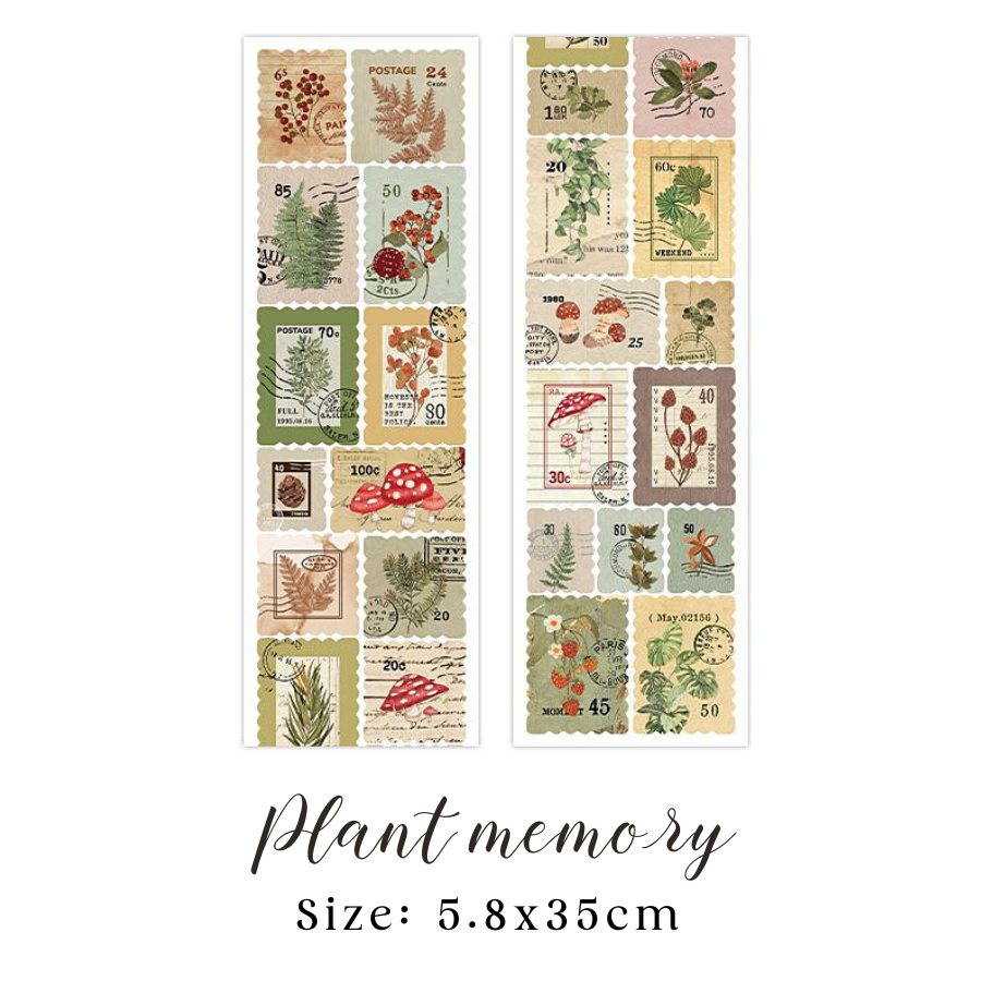 Dải sticker stamp thư vintage trang trí phong bì thư