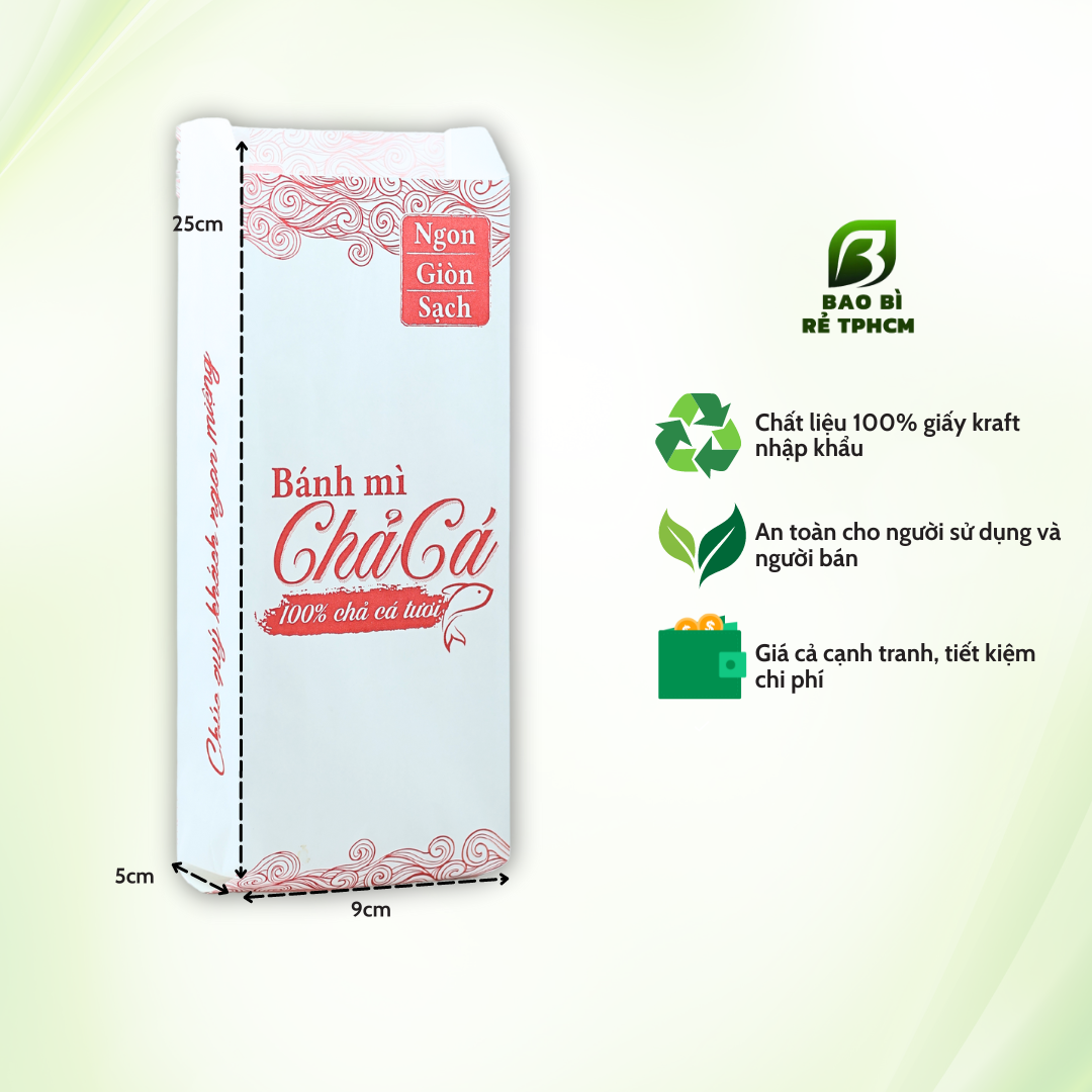 Túi Đựng Bánh Mì Chả Cá Trắng Đỏ 1000 Túi