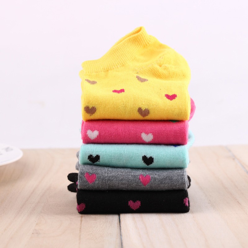 Bộ 5 đôi tất cổ ngắn hình trái tim