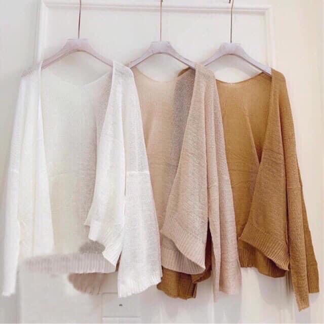Áo cadigan len mỏng Hàn Quốc, áo khoác cadigan mùa hè 3 màu