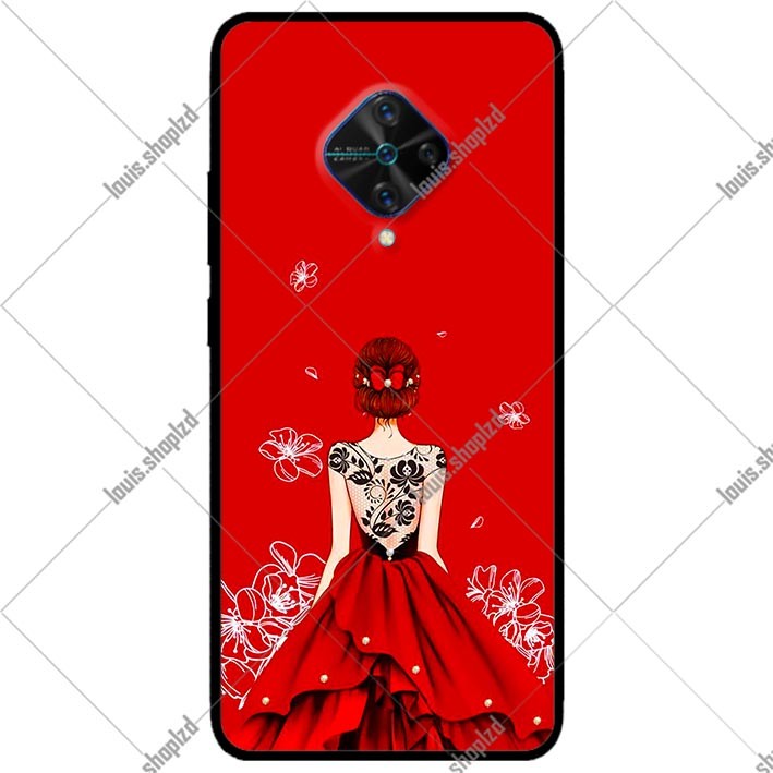 Ốp lưng dành cho vivo s1 pro - v17 mẫu cô gái đầm đỏ