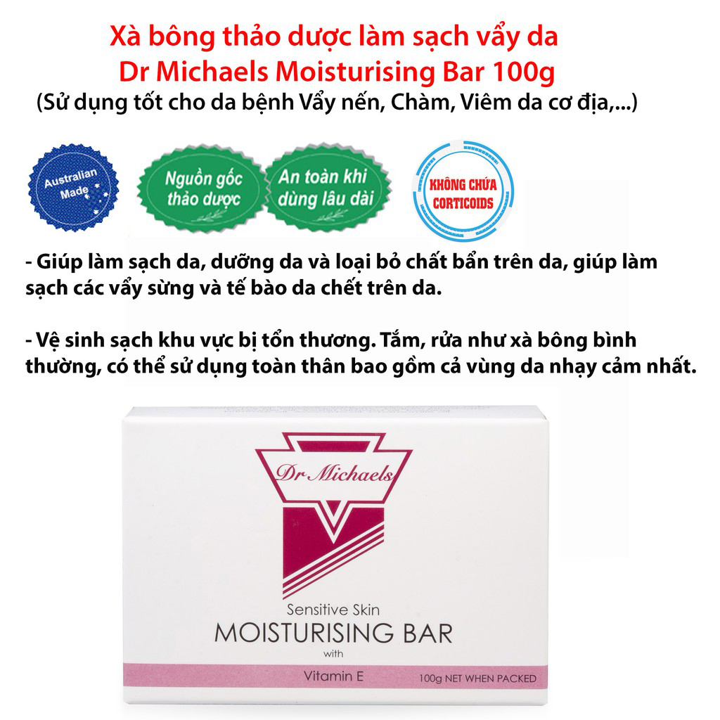 Xà bông làm sach da Dr Michaels Moisturising Bar 100g  ( Australia )