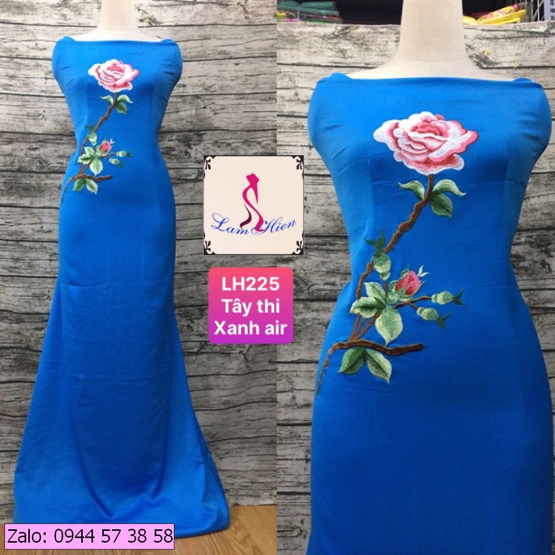 Vải áo dài lụa tây thi bông thêu LH225