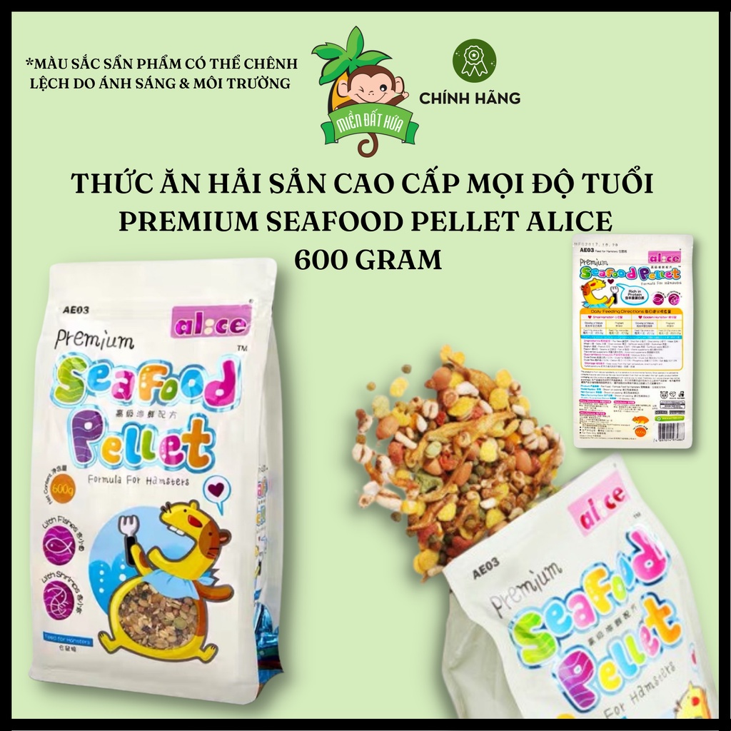 Thức ăn cho Hamster - Premium seafood pellet hỗn hợp hải sản cao cấp dành cho mọi độ tuổi Alice 600 gram cho