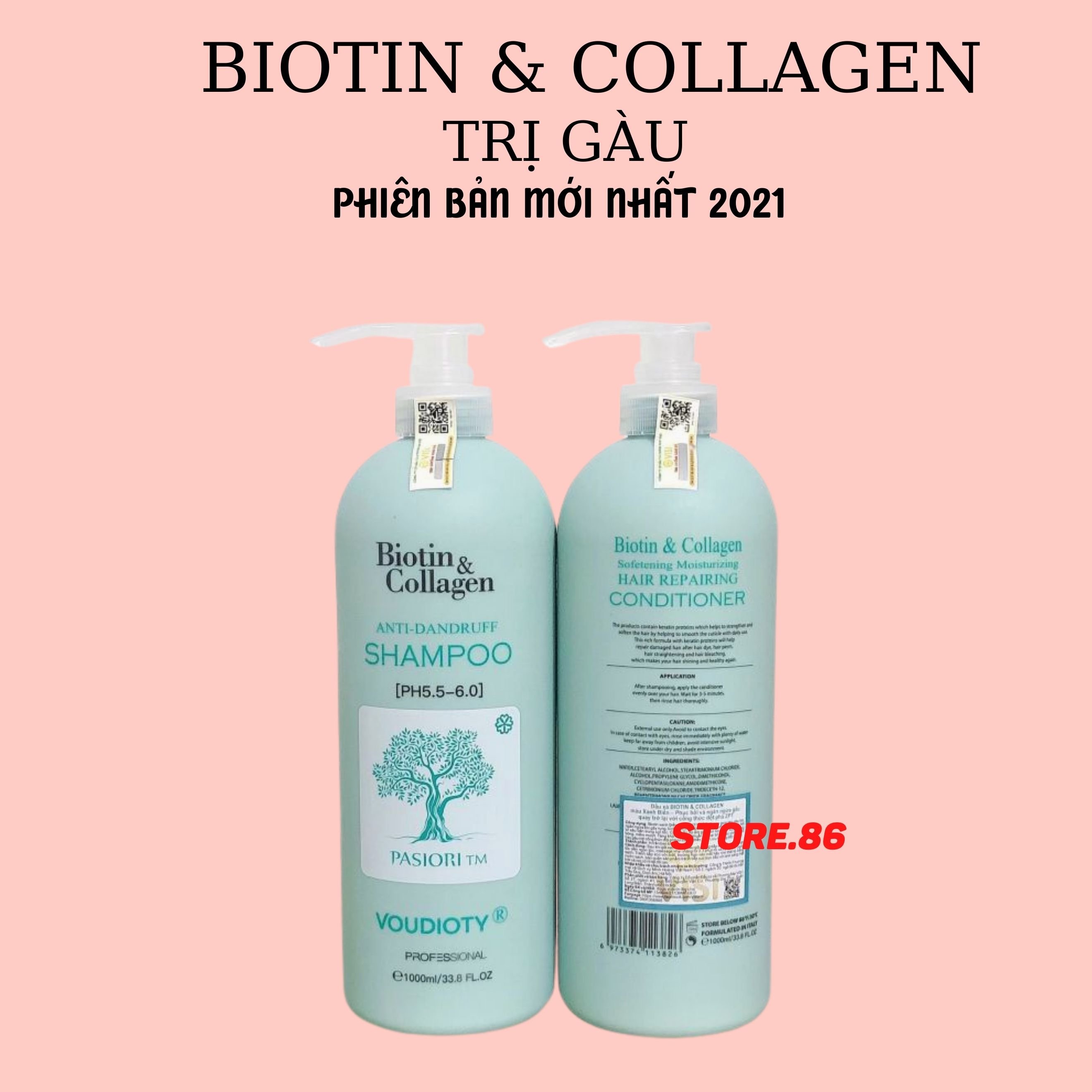 Shampoo biotin & collagen, stimulate hair growth anti hair loss, shampoo biotin pair 500ml - 1000mlhàng genuine