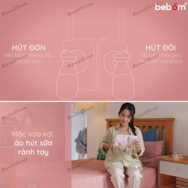 (BP02) Máy hút sữa điện đôi có pin sạc Beborn MGG