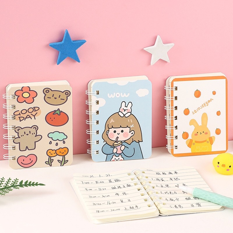 [Được chọn] Sổ tay mini gáy lò so siêu cute