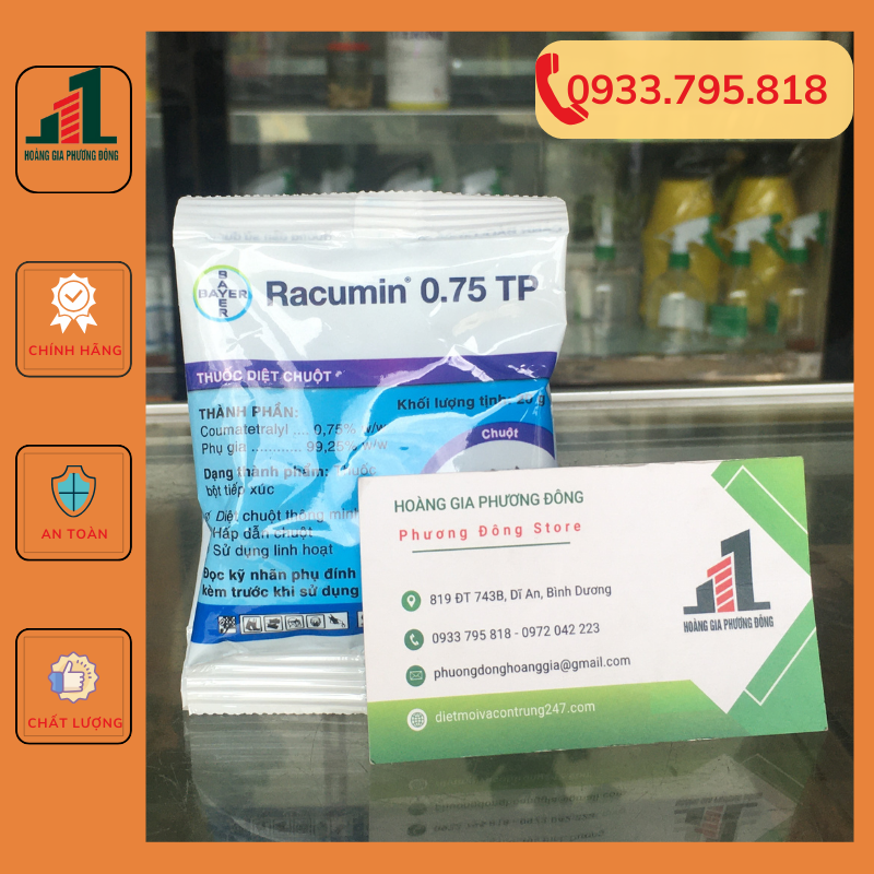 Thuốc diệt chuột dạng bột racumin 0.75tp - gói 20g