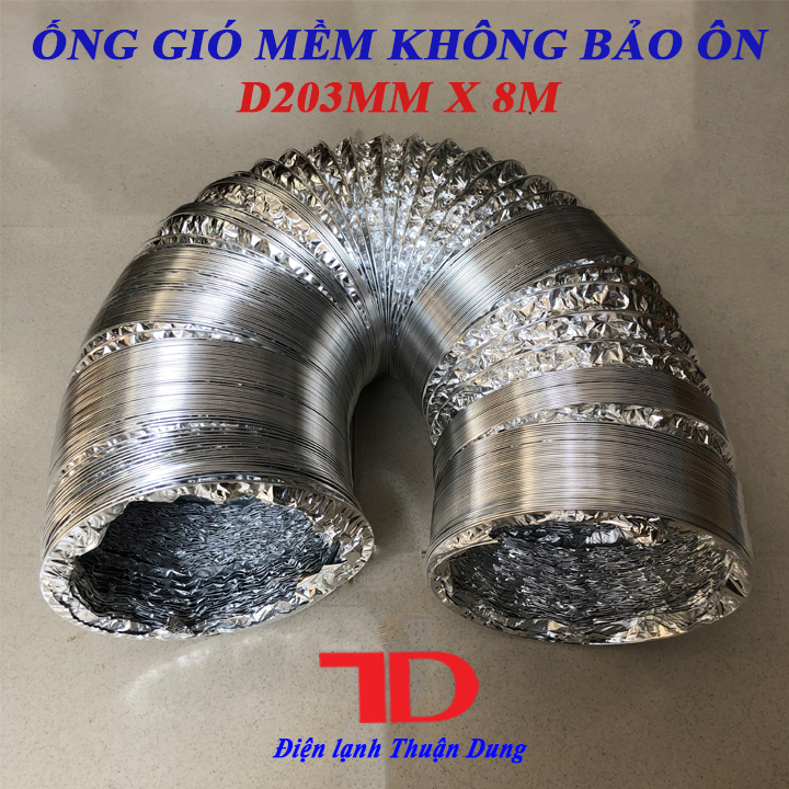 Ống gió mềm không bảo ôn D203mm x 8m, Điện Lạnh Thuận Dung