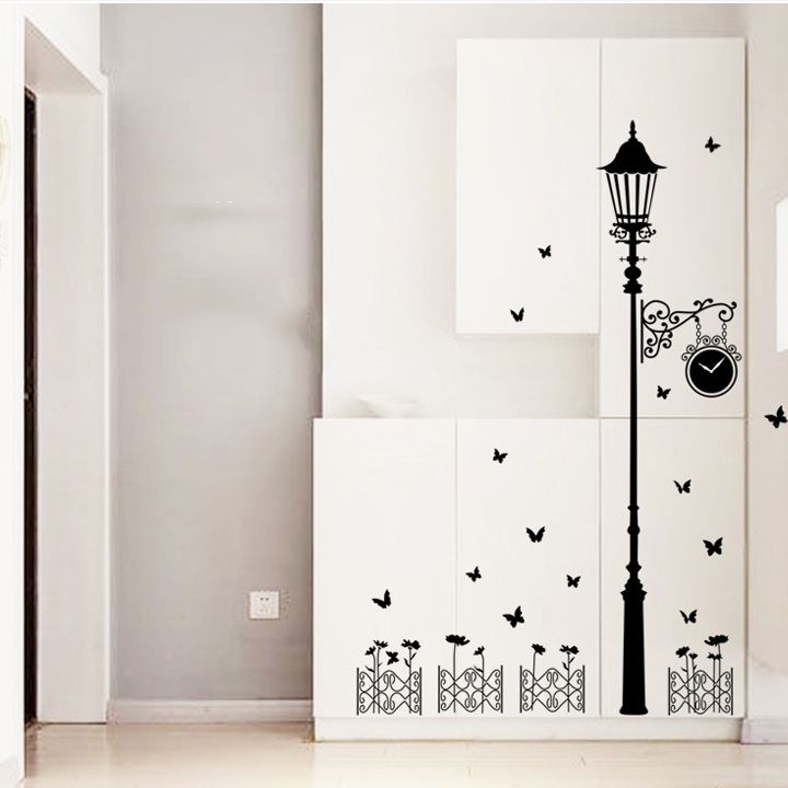 [HCM]Decal dán tường Amyshop- cột đèn màu đenDKN058