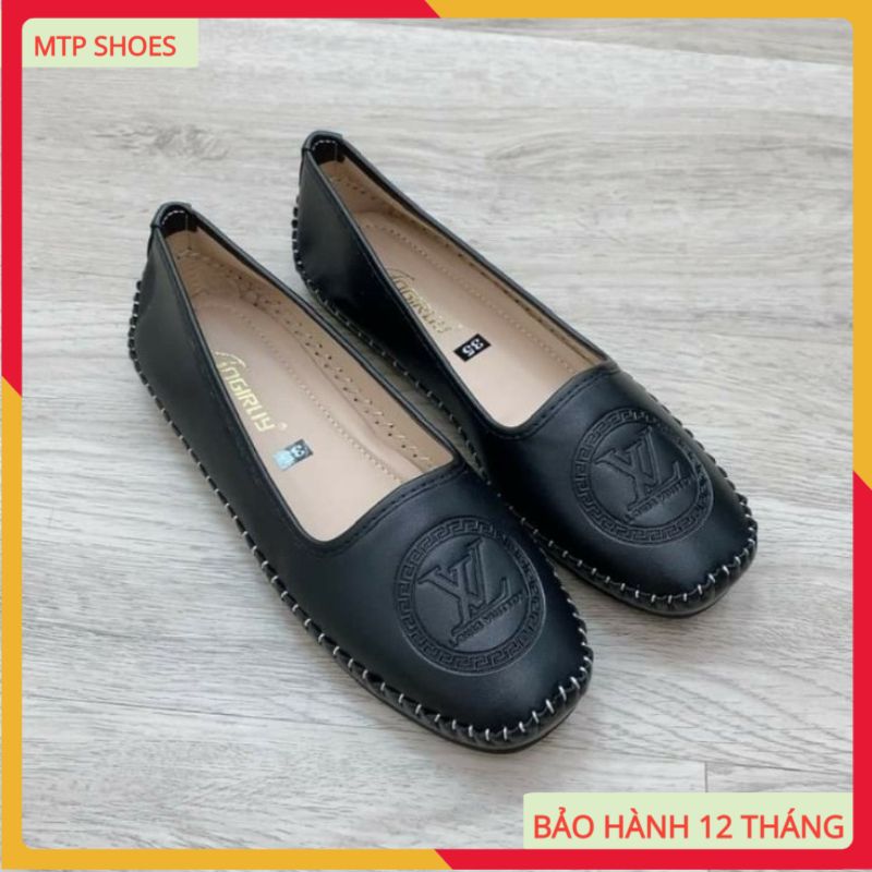 Giày lười nữ slip-on đế bệt da mềm đế cao su đúc