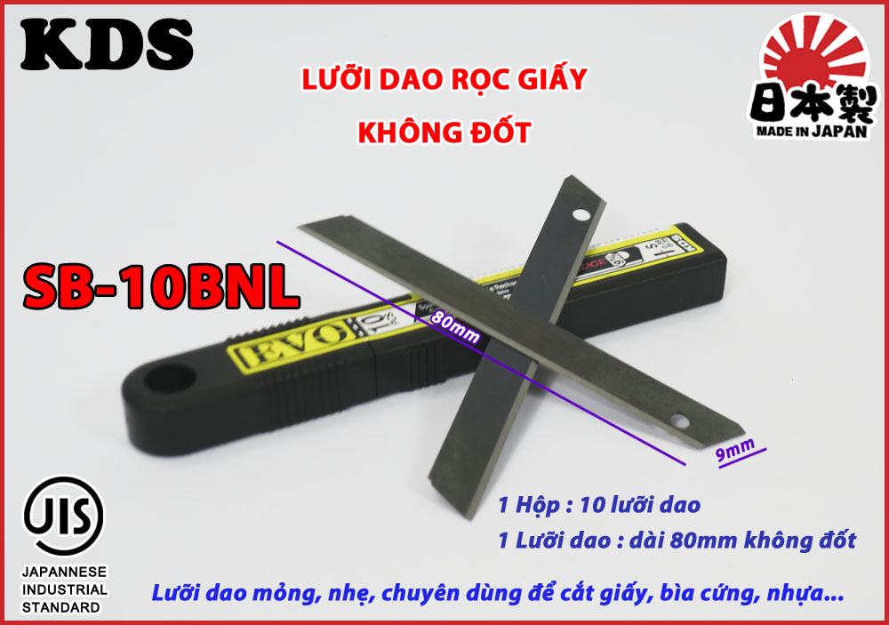 Lưỡi dao rọc giấy không đốt Nhật Bản KDS bản 9mm