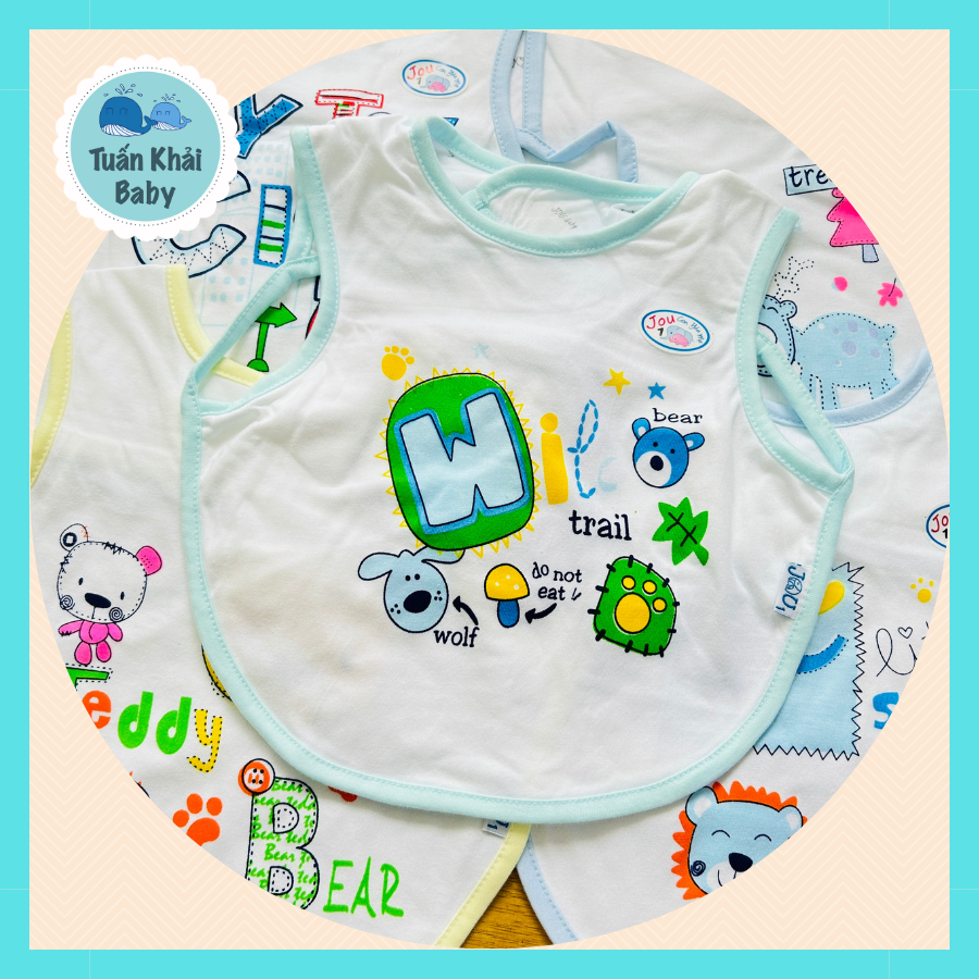 Túi 1 cái Yếm ăn dặm cotton 2 lớp dạng áo JOU cho bé 12-24M | Chất vải cotton 100% mềm, min, miếng dán mềm | Hàng Việt Nam|Khăn yếm cho bé| phụ kiện sơ sinh| Yếm sơ sinh| Xây dán sơ sinh| Yếm ăn dặm