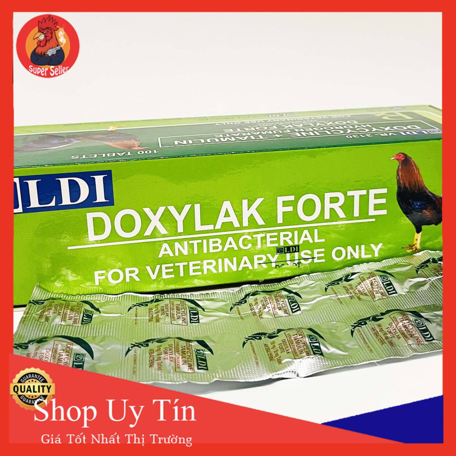 Doxylak vĩ 10 viên dùng cho gà bệnh viêm đường hô hấp-khò khè sổ mũi trên gà đá