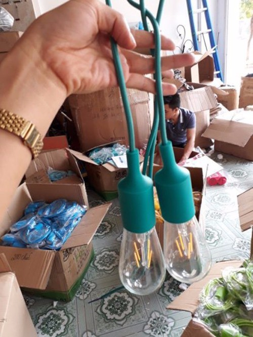 Dây đui đèn thả trang trí nhiều màu, đui E27 bền đẹp