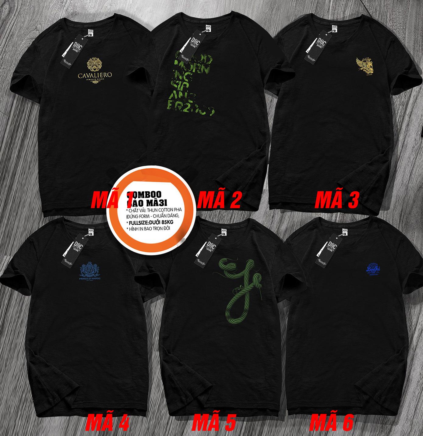 Men's casual print o-neck black big size T-shirt