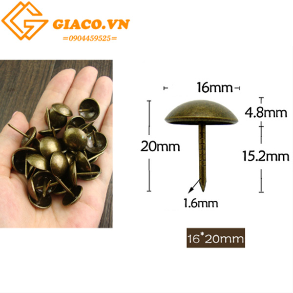 Đinh mũ giả cổ kích thước 16*20mm( 100 chiếc)