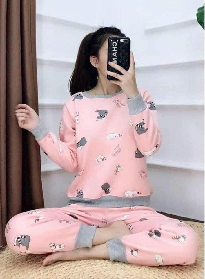 Bộ nỉ bông nữ siêu kute siêu ấm