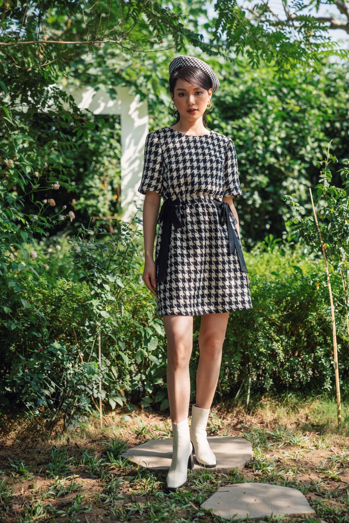 De Leah - Đầm Suông Tweed Nơ Eo - Thời Trang Thiết Kế