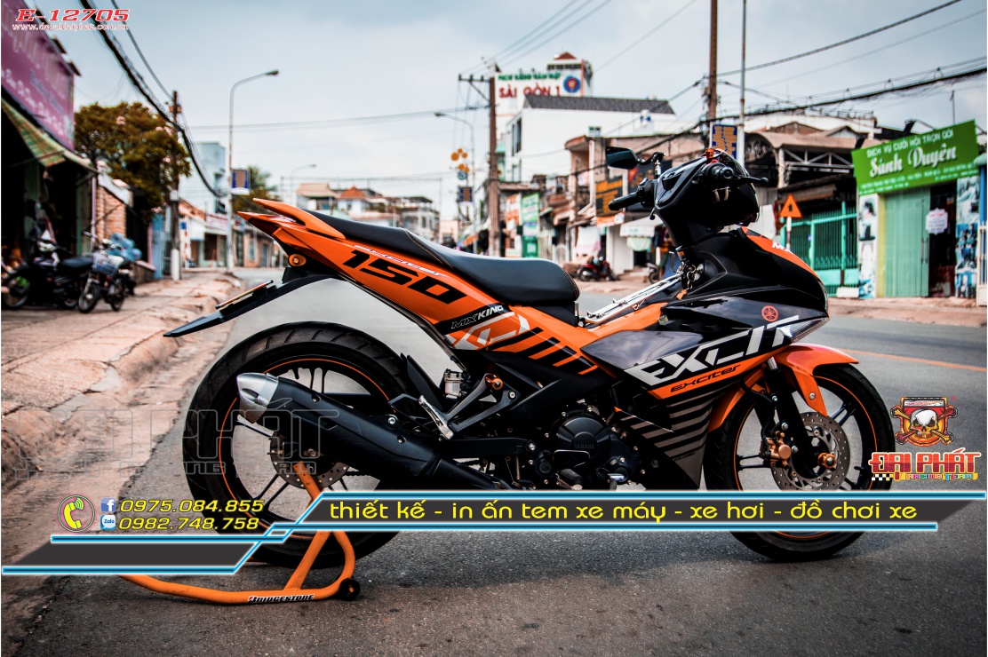 Tem Trùm Xe Exciter 150 MX King Cam Đen