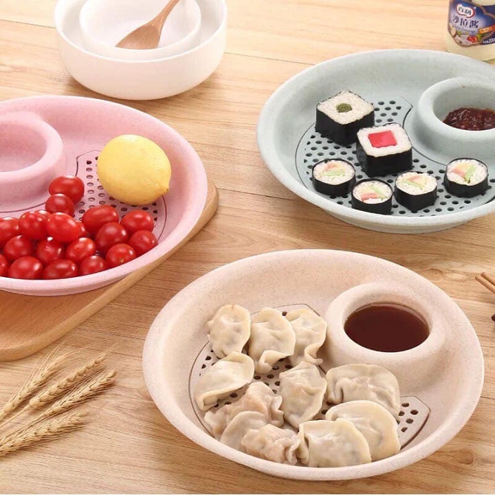 ĐĨA ĐỰNG THỨC ĂN CÓ KHAY NƯỚC CHẤM TIỆN LỢI