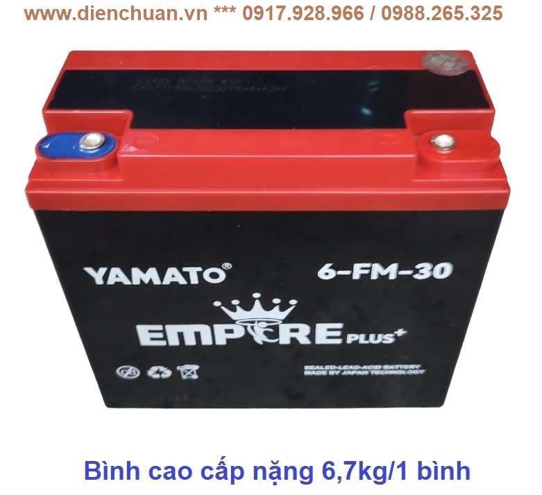 Ắc quy xe máy điện 12V-30Ah Yamato - Dòng cao cấp nặng cân