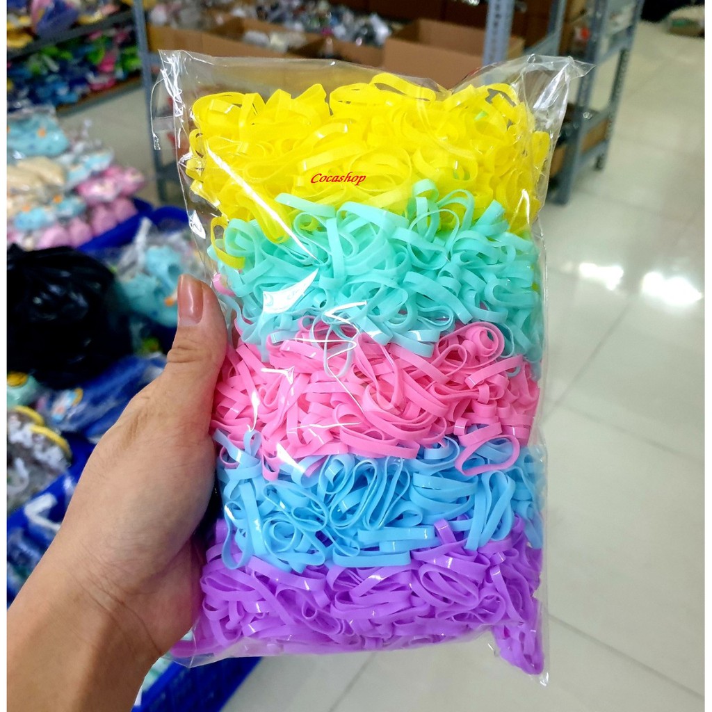 Túi 100gram thun dẻo Kỳ Kỳ Thái màu siêu đẹp, chất siêu dẻo, dây buộc tóc màu tươi sáng cho bé