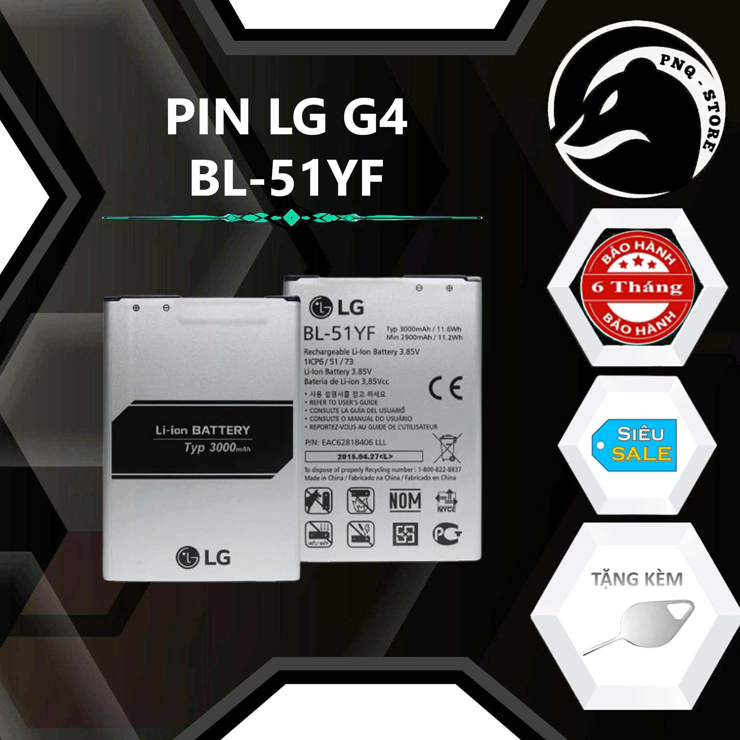 Pin lg g4 3000mah - chuẩn zin xịn - bh 06 tháng