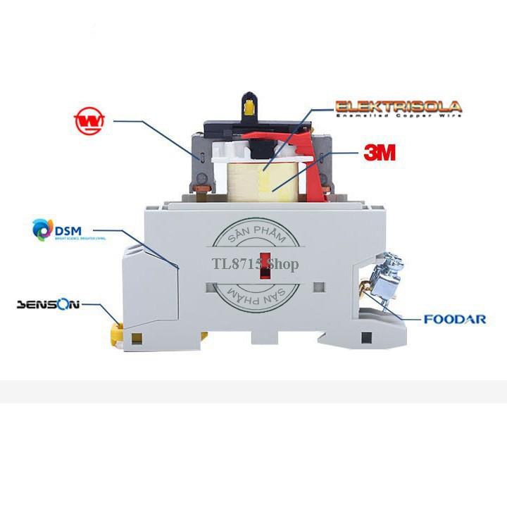 Khởi động từ contactor 2P 32A/220v mini lắp ray cài át BOMGI