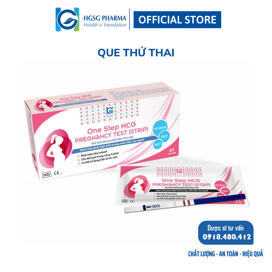 Que thử thai ONE STEP HCG PREGNANCY TEST (Hộp 1 que)