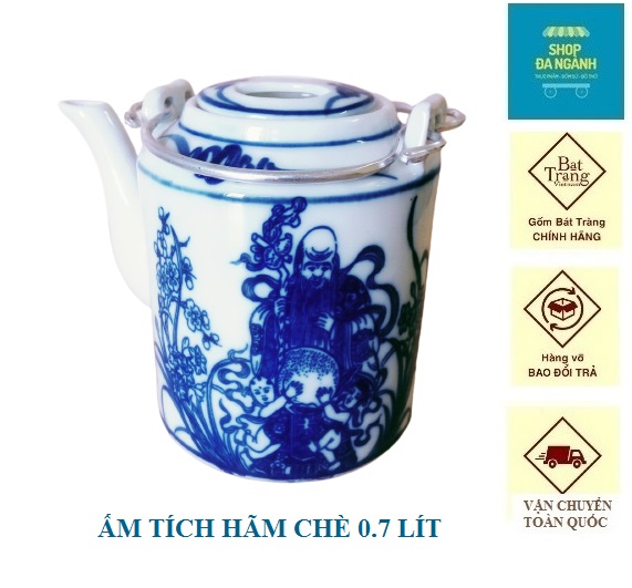 Ấm tích hãm chè xanh dung tích 0,5 lít màu xanh lam