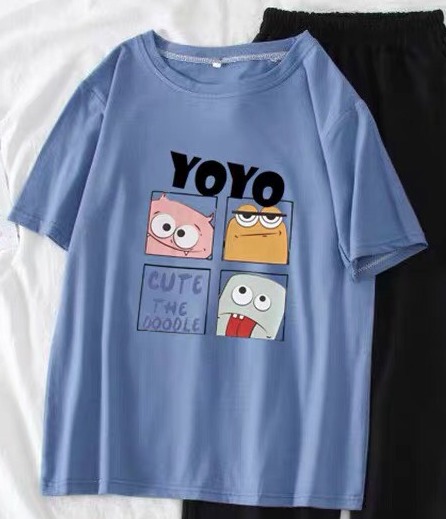 Quần áo nữ, set áo yoyo kèm quần ống rộng