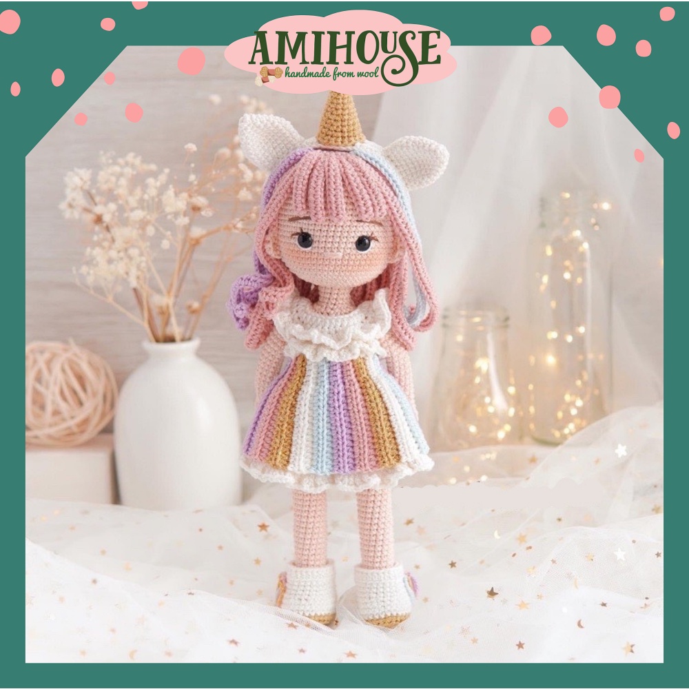 Cute Sofia yarn doll handmade wool crochet doll 100% cotton cute yarn-Ami House