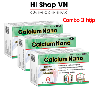 Combo 3 hộp canxi Calcium Nano chắc khỏe xương, phát triển chiều cao, giảm loãng xương - Hộp 30 viên thumbnail