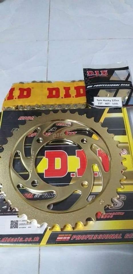 Sym Husky 125cc- Bộ Nhông Sên Đĩa D.I.D Vàng ThaiLand- 10Li